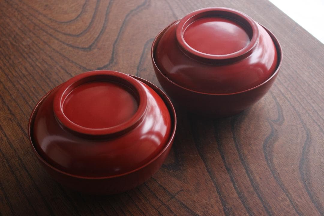 時代逸品！上質朱漆に極上松葉蒔絵の映えるお椀2点（検輪島塗雑煮椀煮物椀