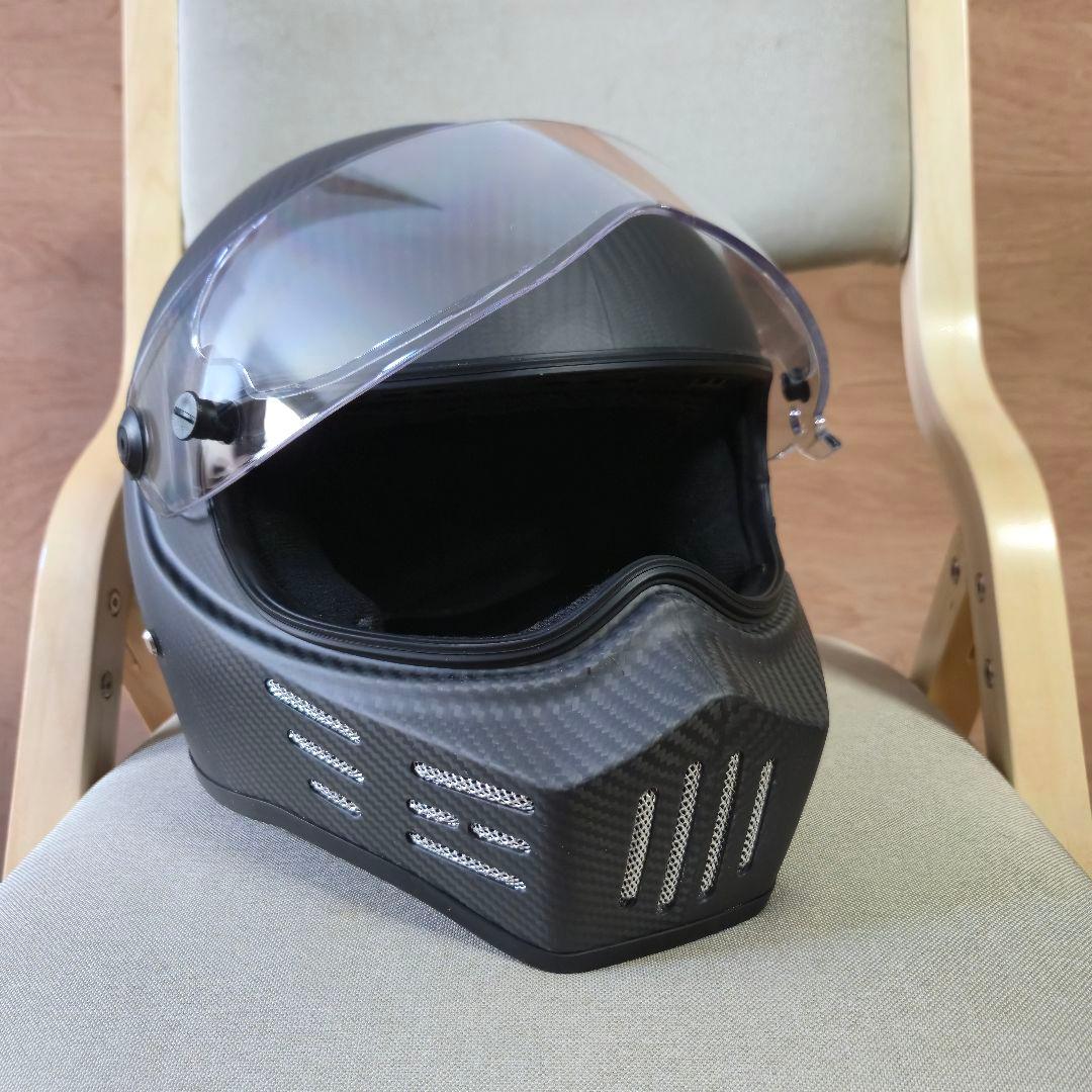 カーボンファイバー調 フルフェイスヘルメット　60