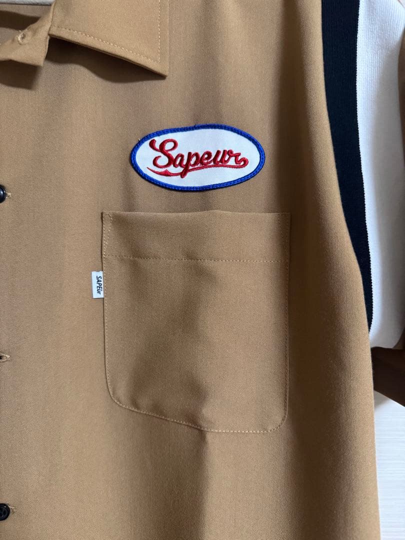 SAPEur☆ボウリングシャツ☆キャメル☆L
