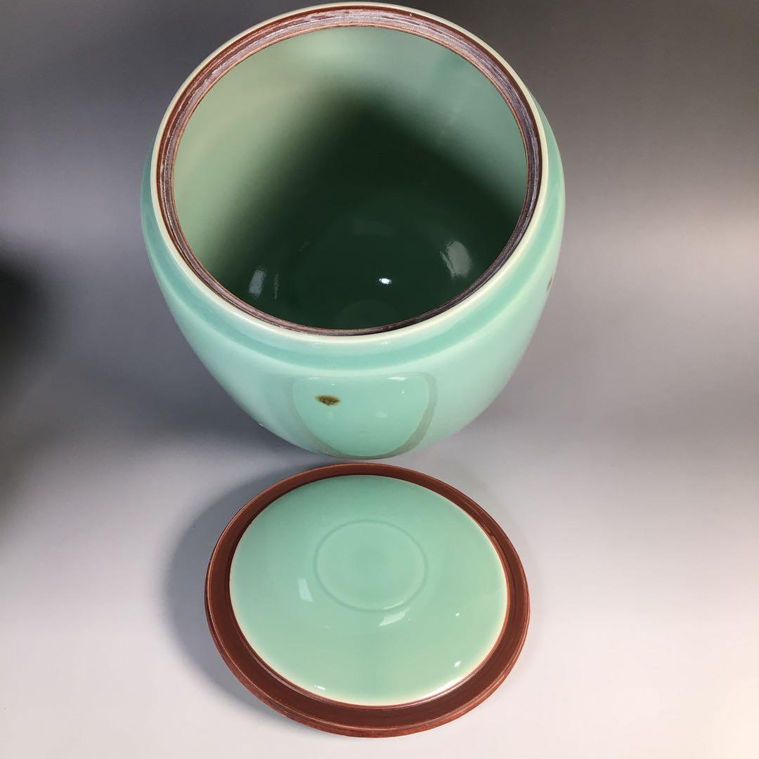 Ｍ１４６　皆具　『平安祥堂造』『飛青磁』『水指　建水　蓋置　杓立』　共箱　茶道具