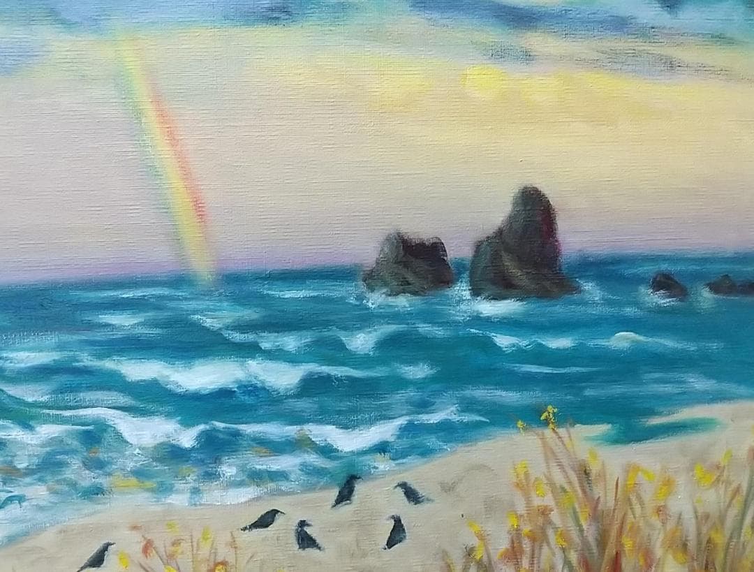 「親不知海岸」油絵 F6 絵画 油彩画 風景画 アート