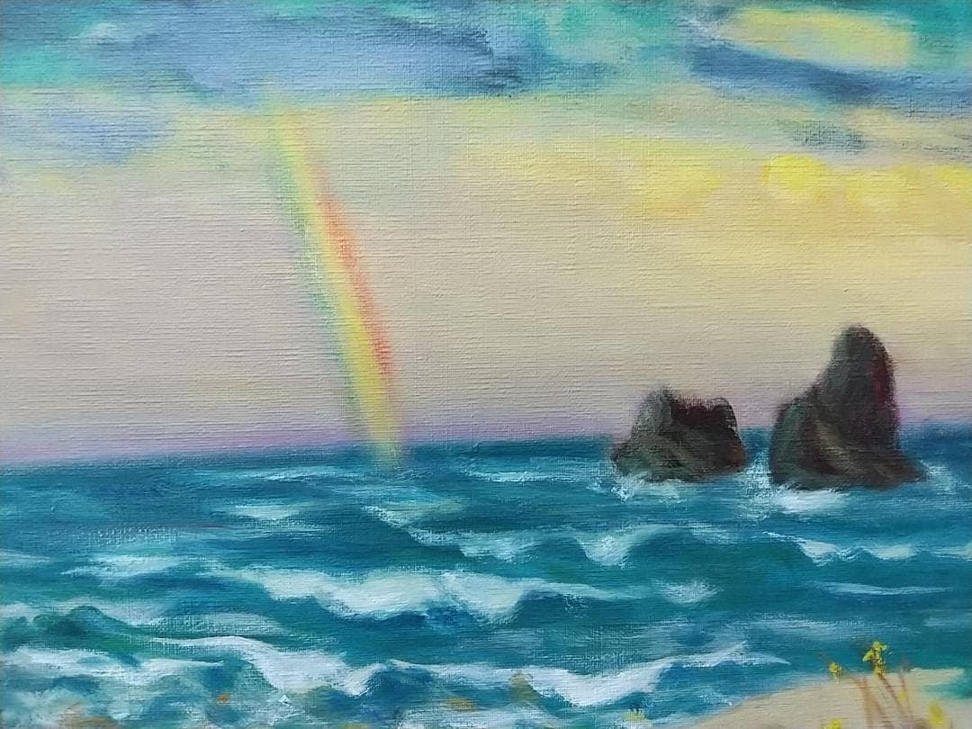 「親不知海岸」油絵 F6 絵画 油彩画 風景画 アート