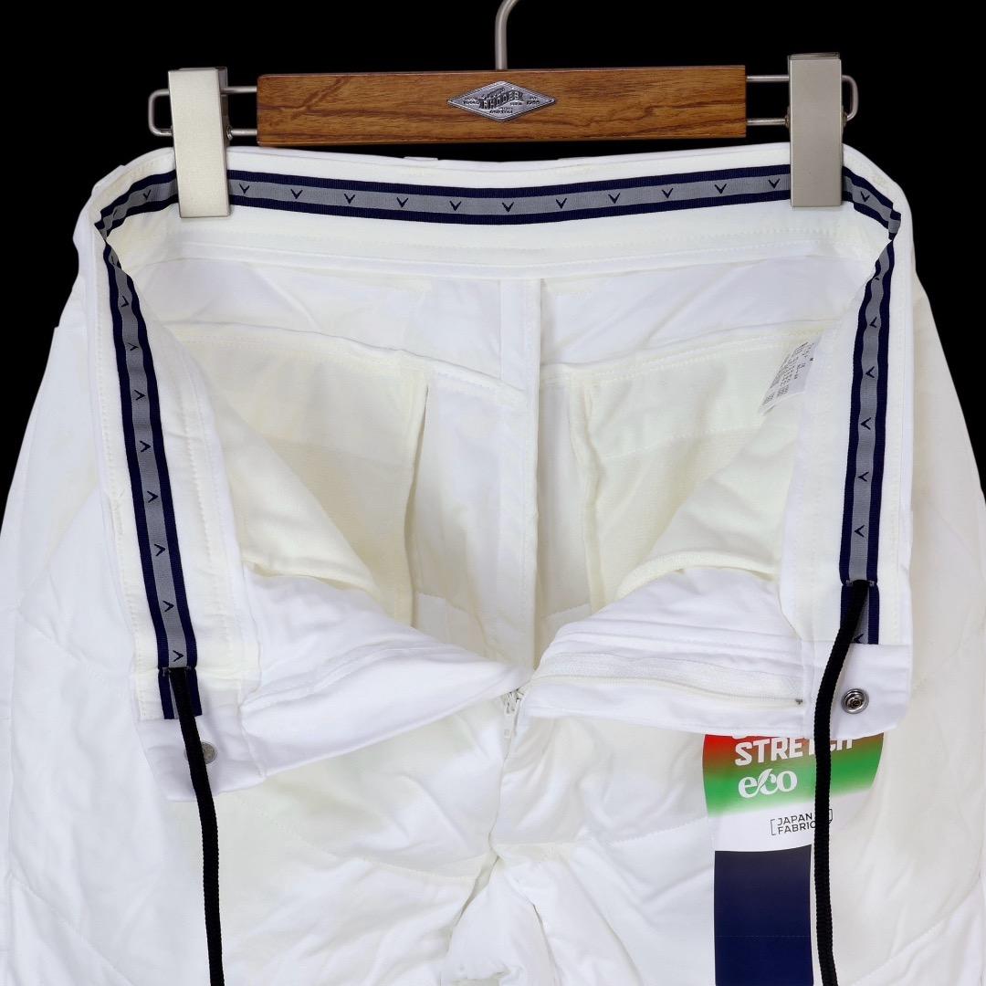 【4L】秋冬 キャロウェイ ゴルフ 保温 キルティング ストレッチ中綿 パンツ白