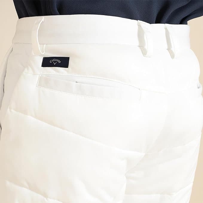 【4L】秋冬 キャロウェイ ゴルフ 保温 キルティング ストレッチ中綿 パンツ白