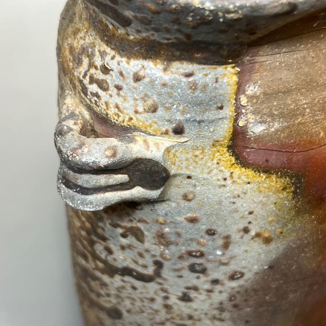 ス*ト様 新歓嗣 伊賀耳付花入 花瓶 花器 共箱 共布