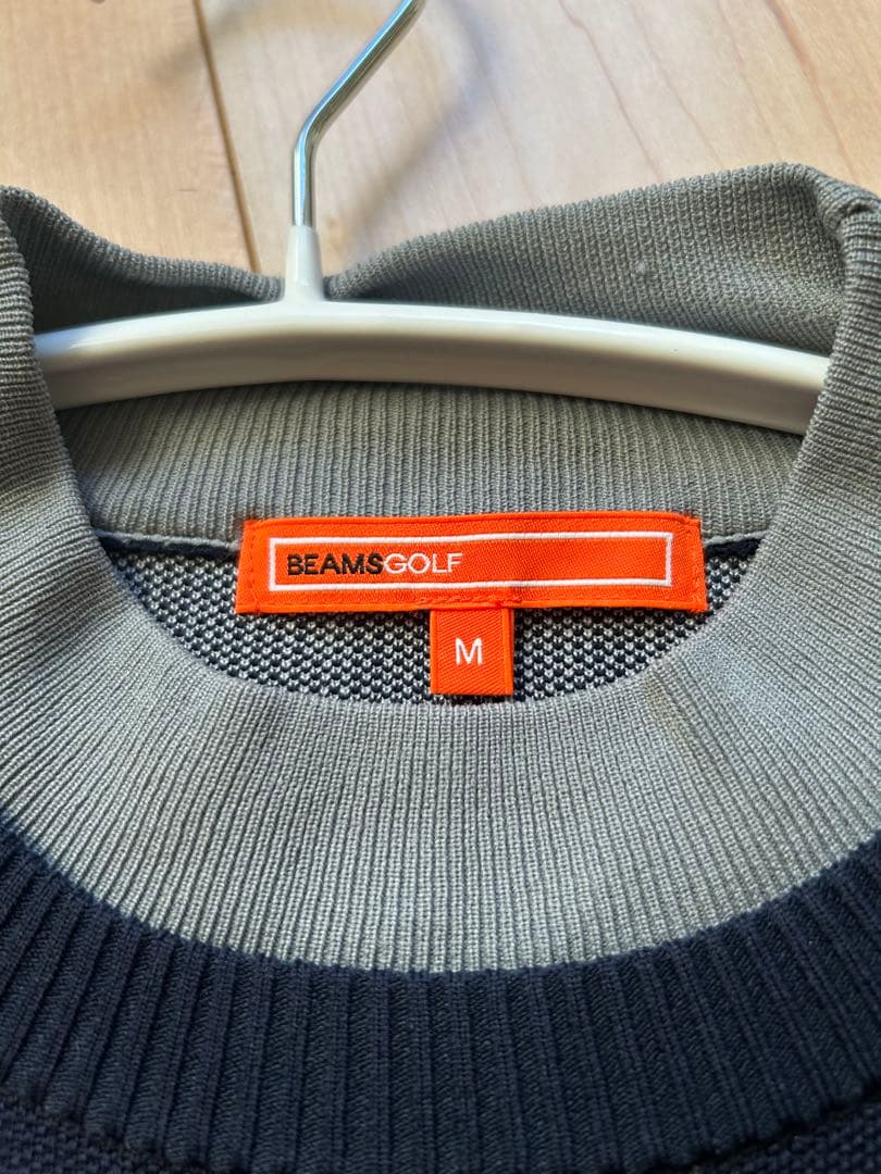 ＊美品 BEAMS GOLF ネイビー フェイクレイヤード モックネック ニット