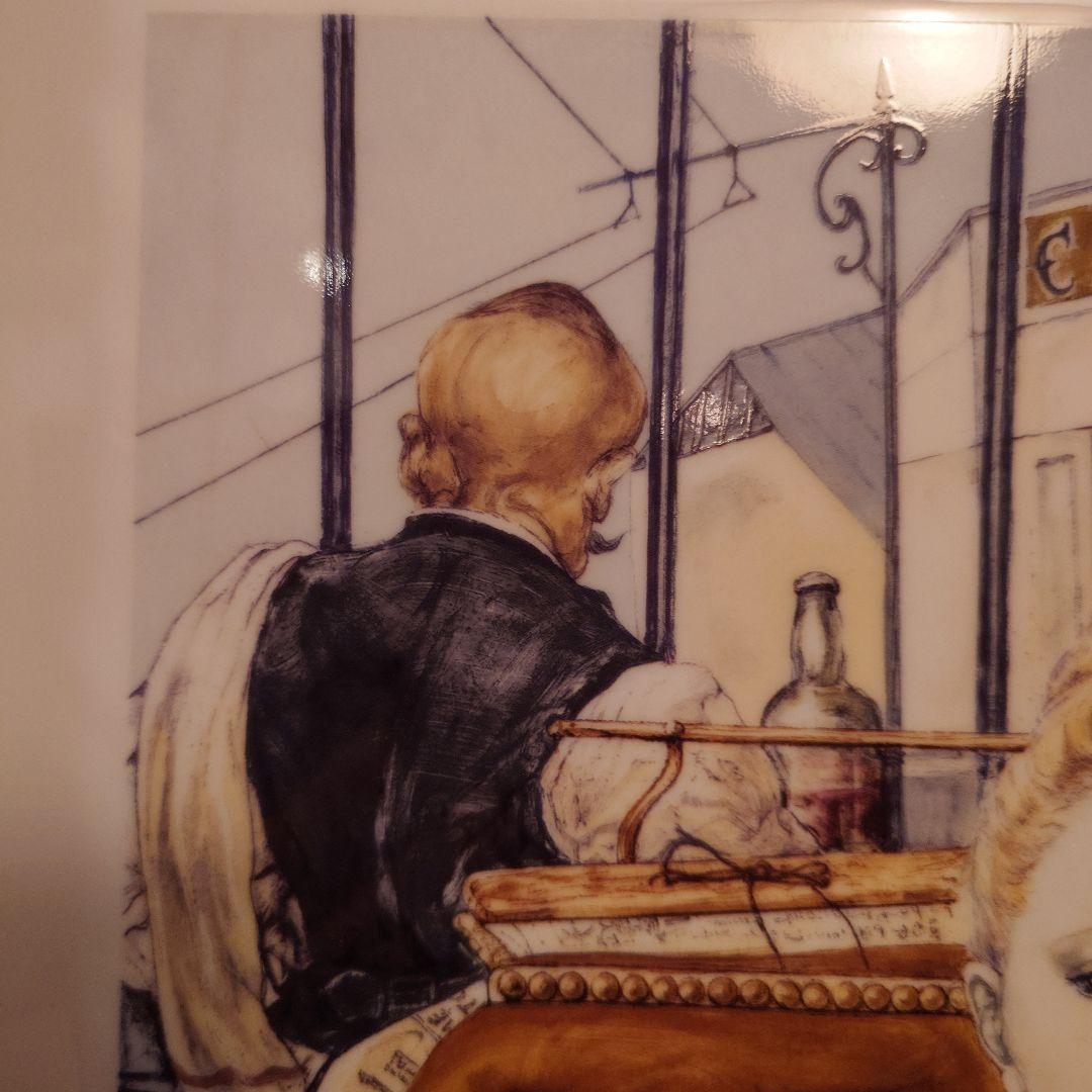 藤田嗣治カフェの女性 黒いドレス ゴールドフレーム.ロイヤルコペンハーゲン陶版画