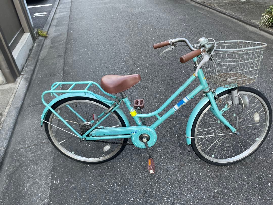子供用自転車 水色 前面バスケット付き