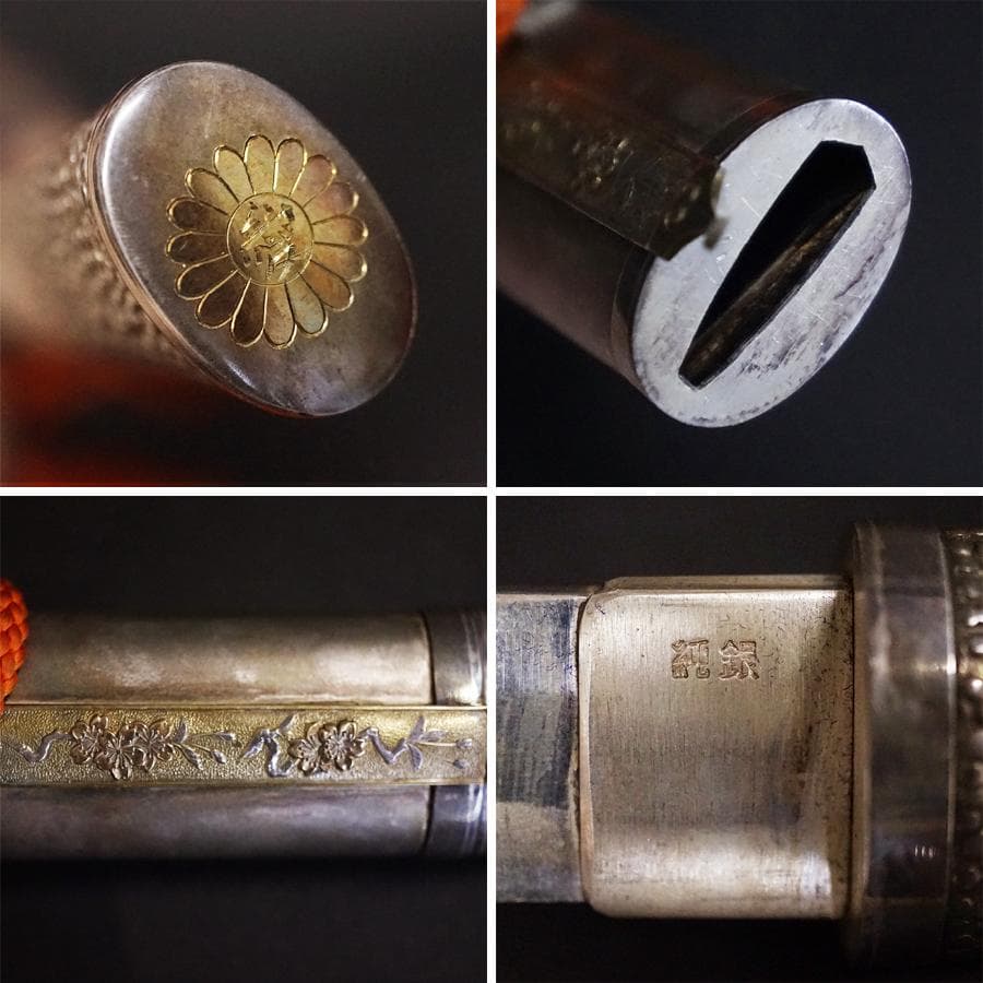 純銀 短刀 日本刀 刻印 家紋 守り刀 縁起物 時代 骨董 294g 古美術品