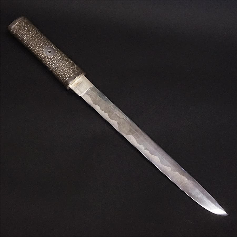 純銀 短刀 日本刀 刻印 家紋 守り刀 縁起物 時代 骨董 294g 古美術品