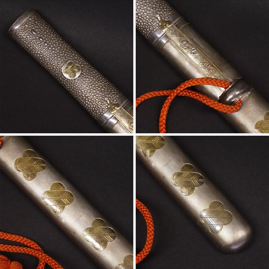 純銀 短刀 日本刀 刻印 家紋 守り刀 縁起物 時代 骨董 294g 古美術品