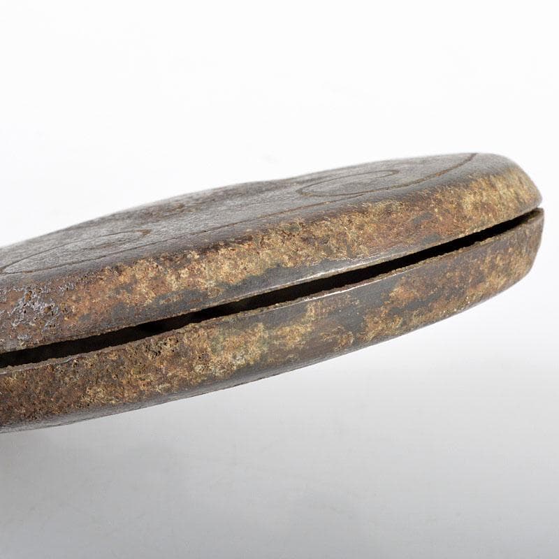 中国　古銅　神獣刻持手　鐸鈴　銅鐸　銅鐘　V　R4375