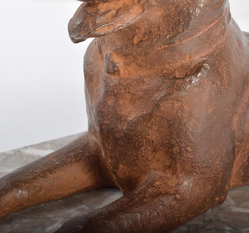 日展参与　彫刻家　古川順三作　青銅　犬　置物　共箱 V　R4277