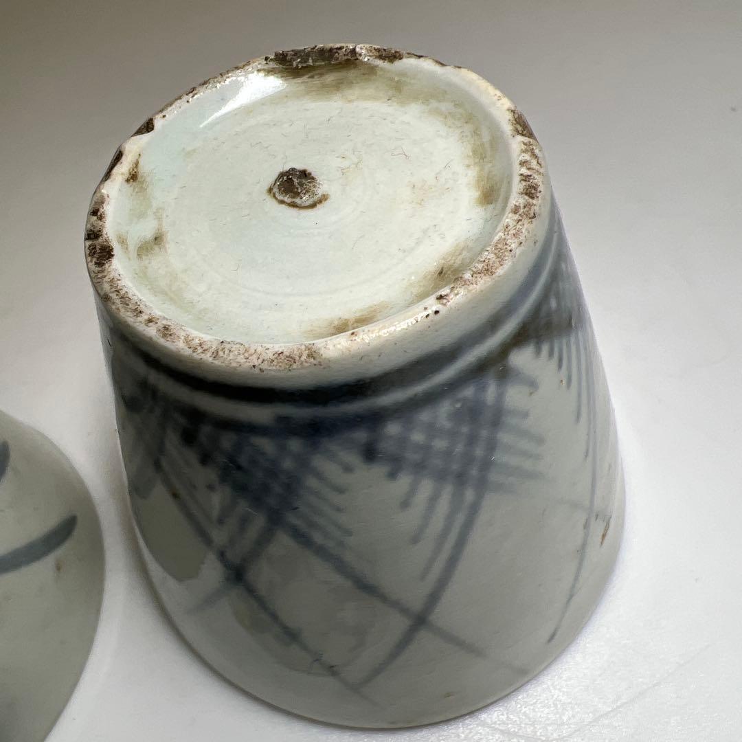 江戸初期　初期伊万里厚底そば猪口3客　口径7~7.5㎝　東Y8-0204①タトチ