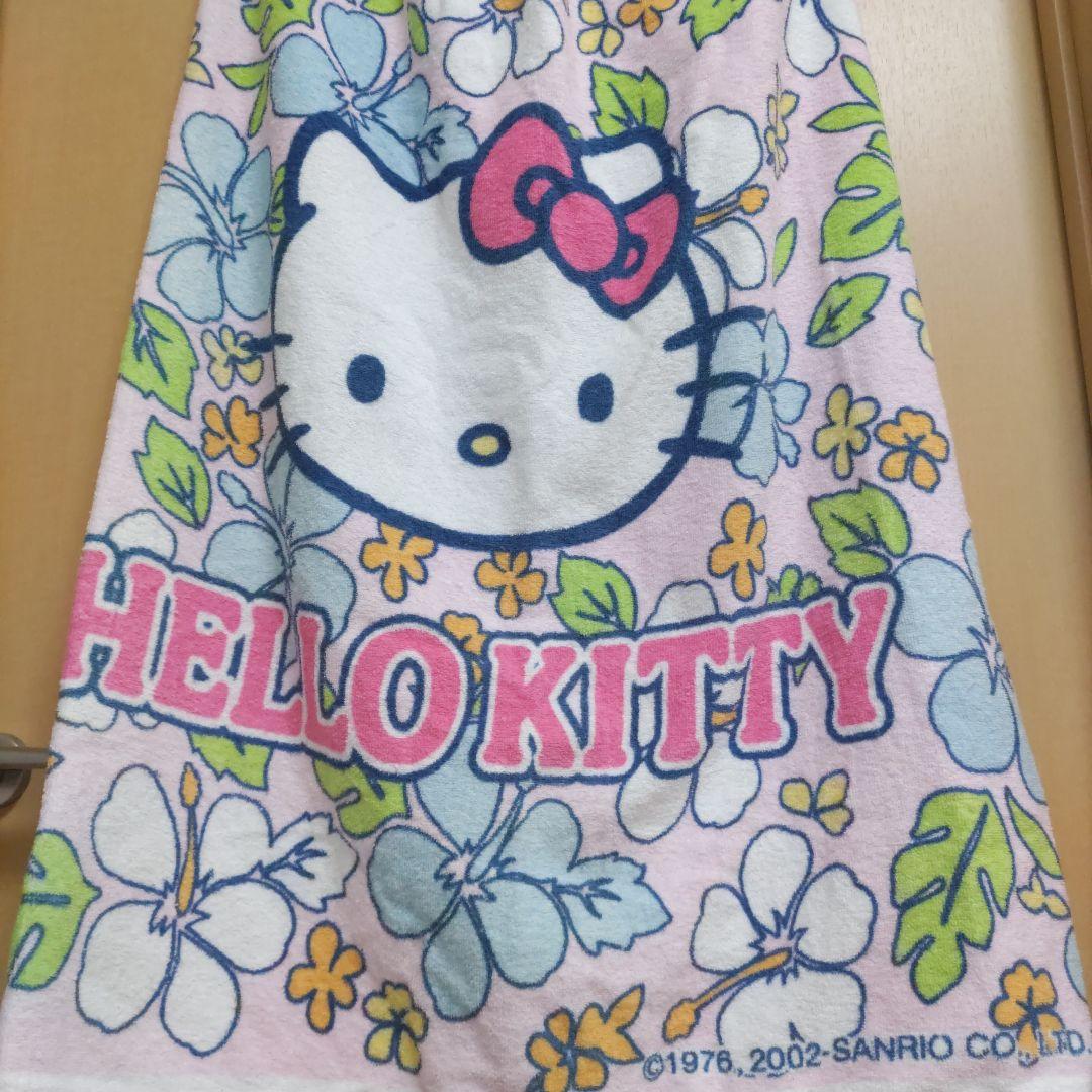 【平成レトロ】ハローキティプール用巻タオル　ハイビスカス　南国ギャル　バスタオル