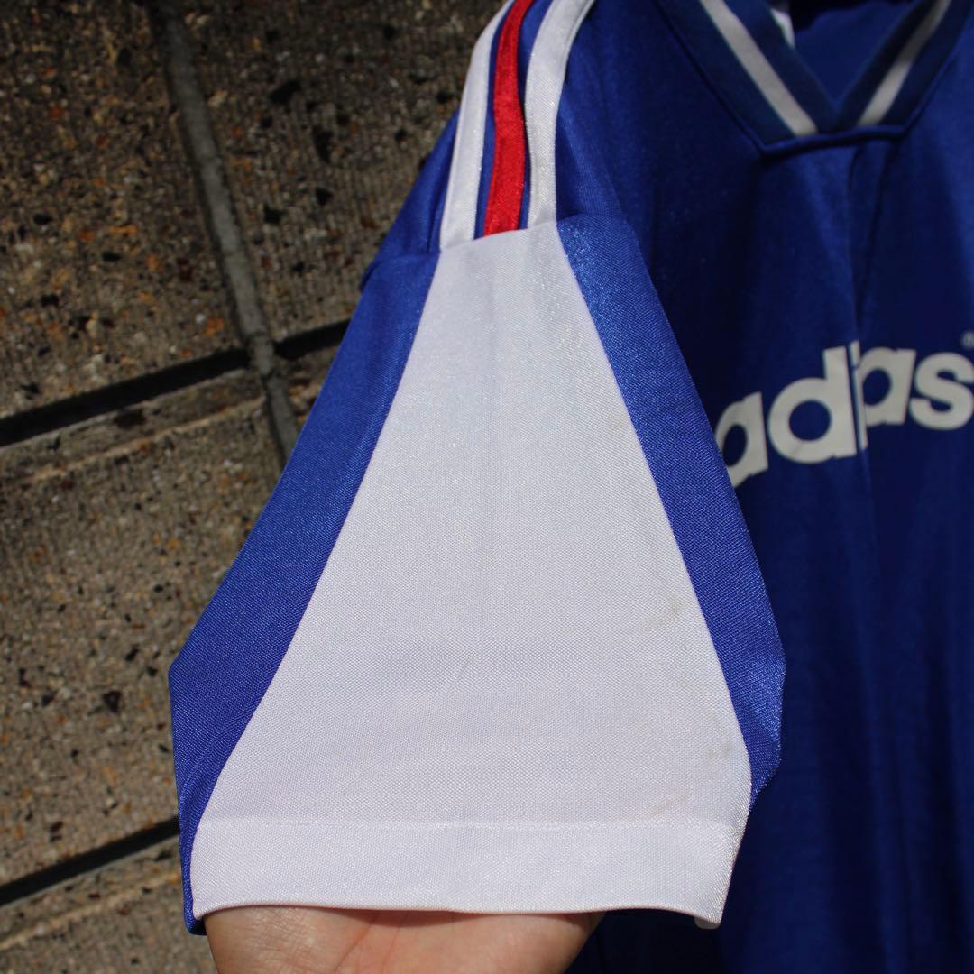 90's adidas 三つ葉ロゴ入りトリコロール 古着オールドウェア　デサント