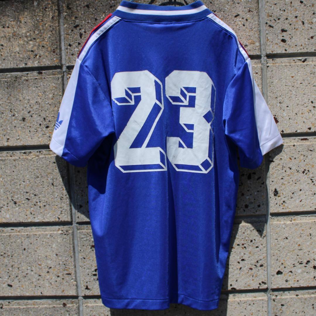 90's adidas 三つ葉ロゴ入りトリコロール 古着オールドウェア　デサント