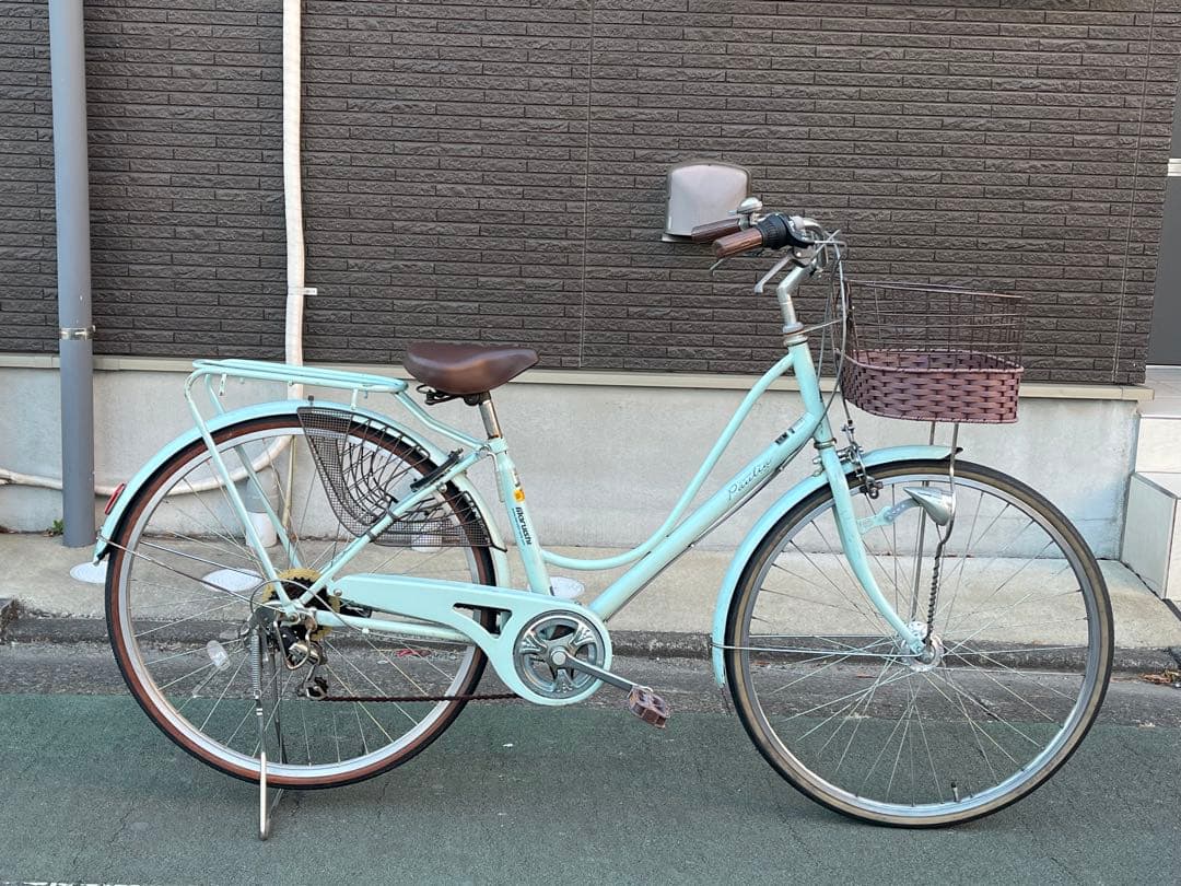 T*a様 中古LEDオートライト6段変速自転車★27インチ★大型カゴ★ミント※配