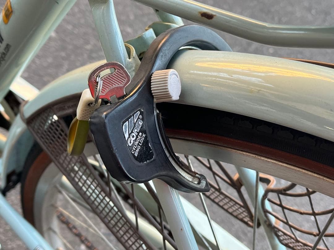 T*a様 中古LEDオートライト6段変速自転車★27インチ★大型カゴ★ミント※配