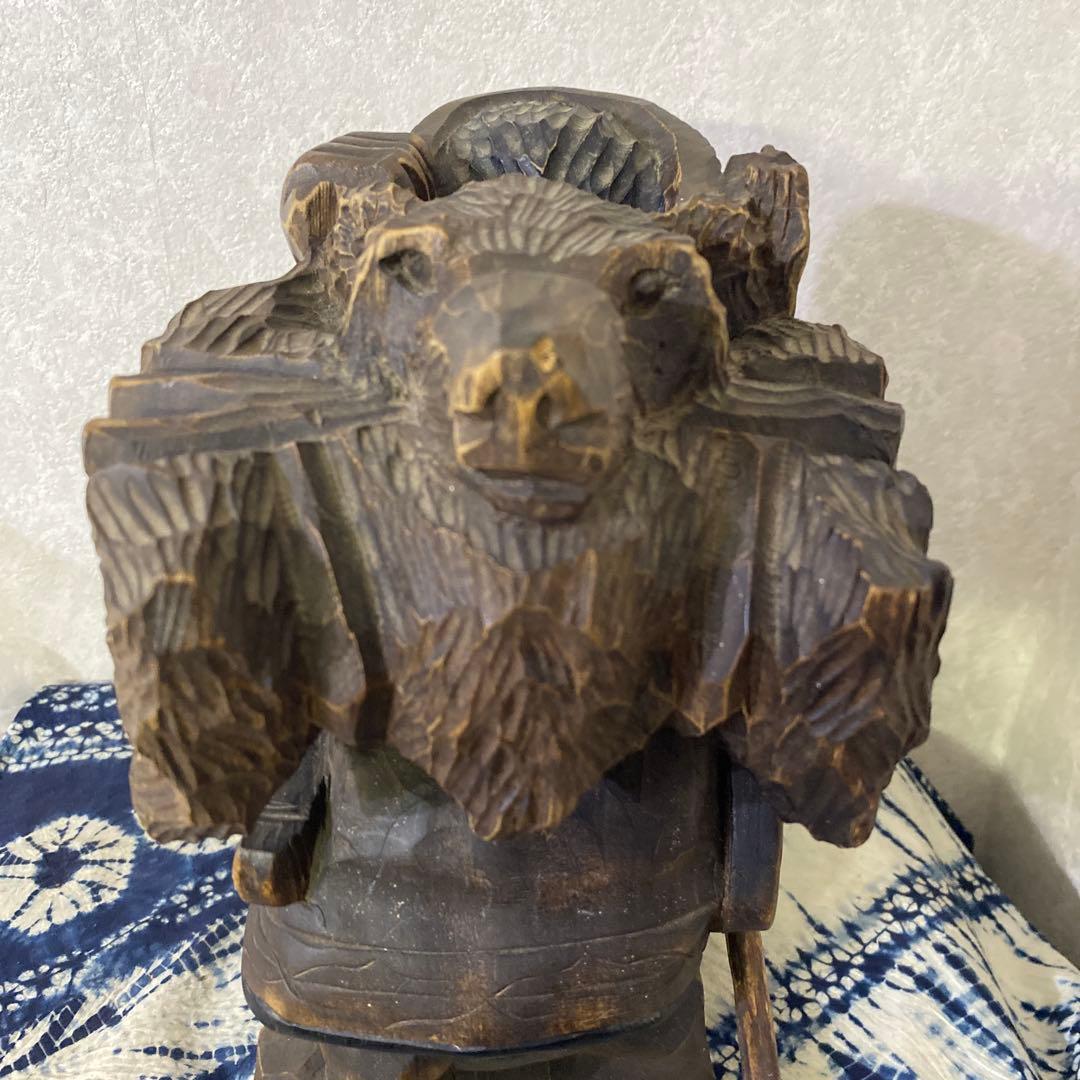 木彫　アイヌ　カムイセイクル　民芸　木彫熊