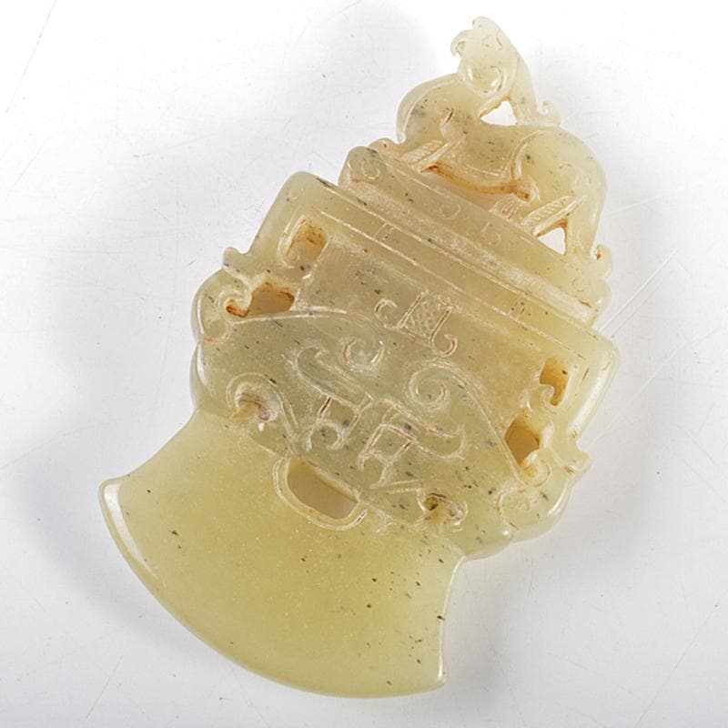 中国　玉石彫刻　神獣　玉器　玉壁　玉飾　玉珮　M　R5555