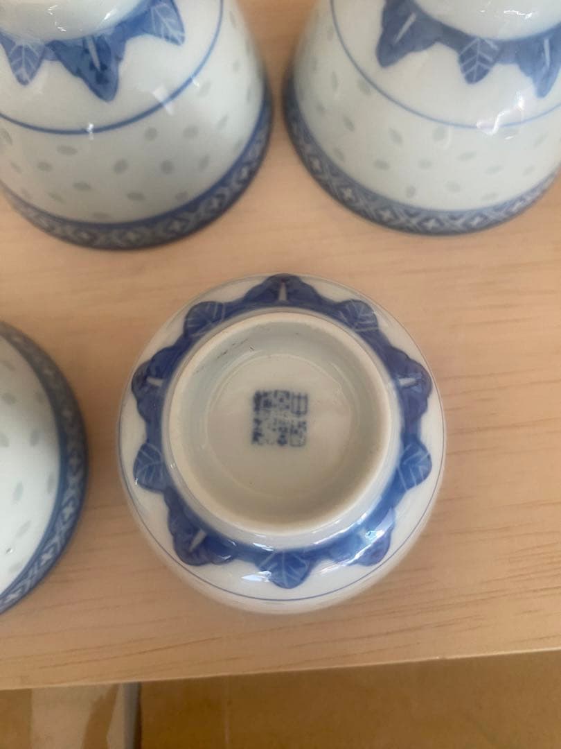 中国　景徳鎮製　茶碗五客　茶葉入れ