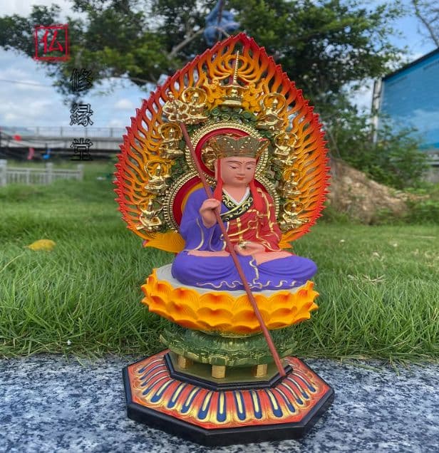 【修縁堂】 仏教美術 精密彫刻 仏像 手彫り 彩繪 地蔵菩薩 娑婆三聖