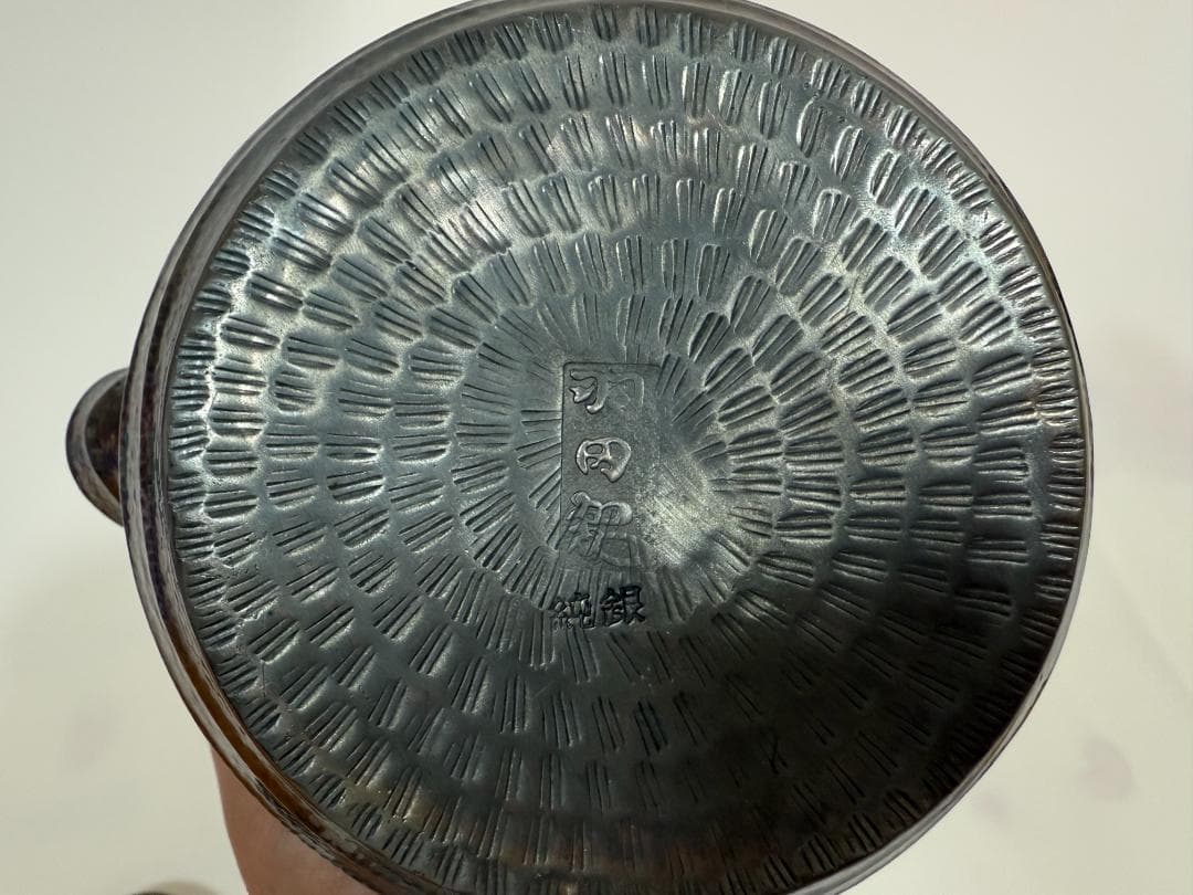 純銀製 芋頭紋 湯沸 銀瓶 煎茶道具 重さ679ｇ