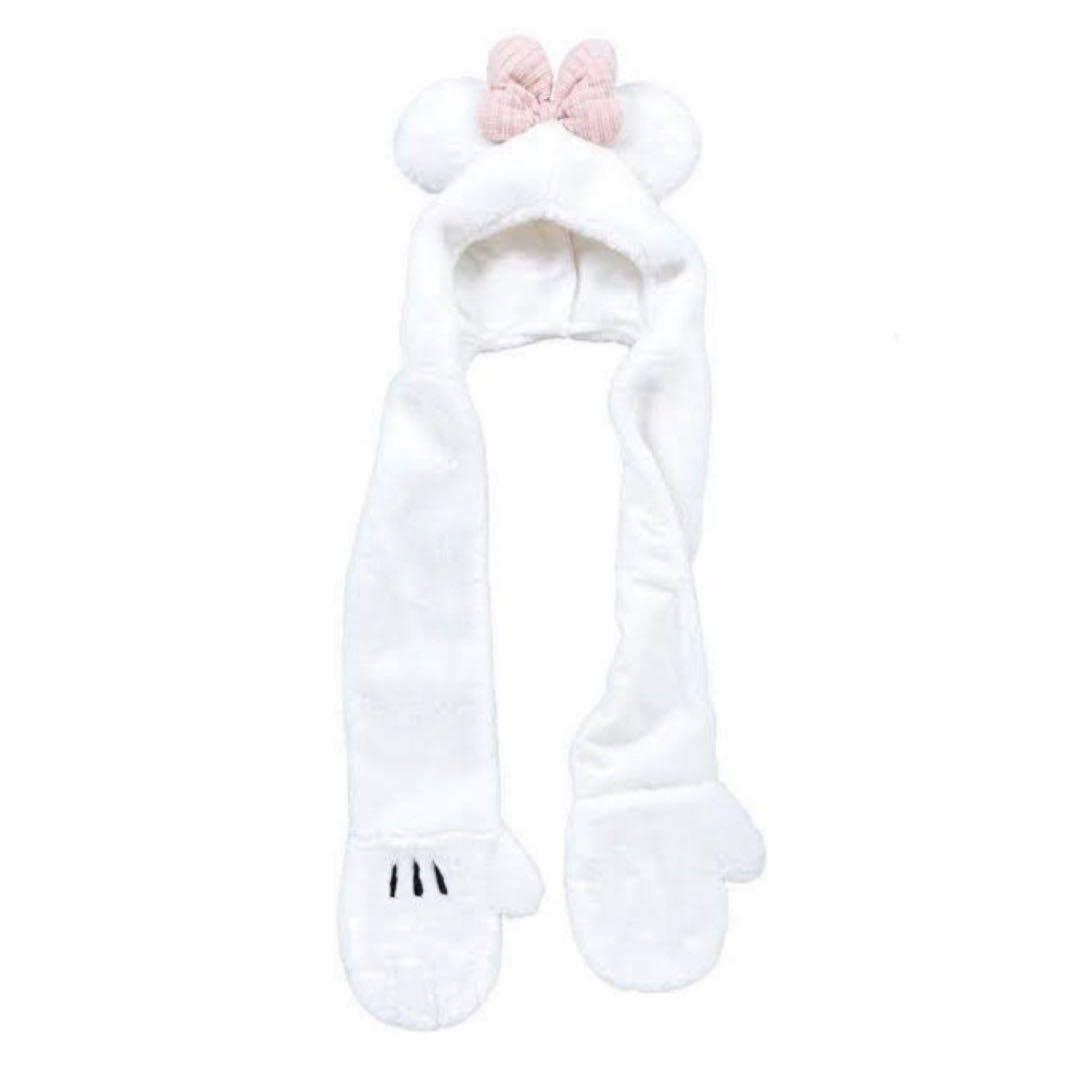 ミニー マフラーキャップ ファンキャップ ホワイト ディズニー