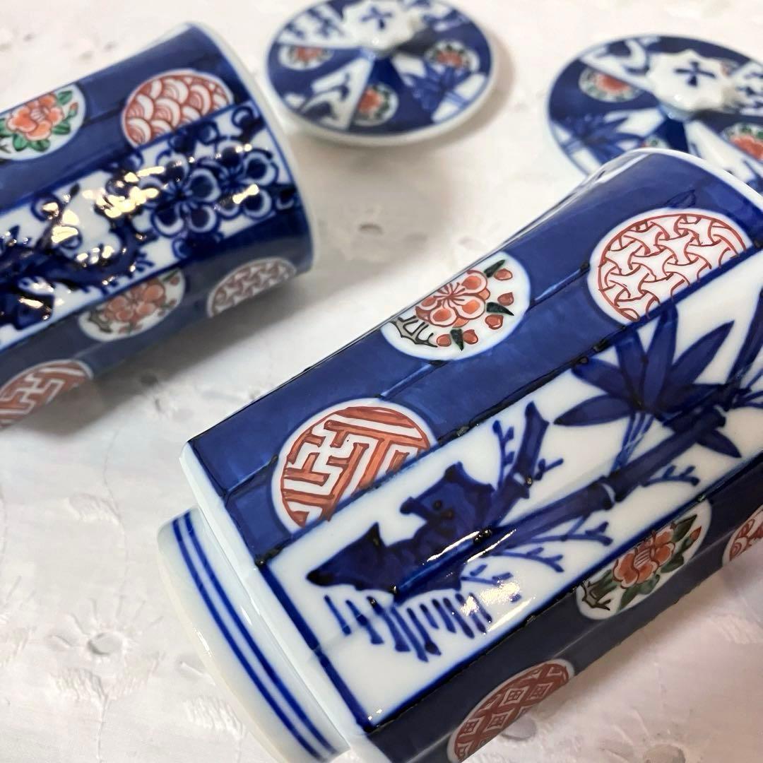 渋草焼 芳国舎 上丸文面取湯呑(フタ付）