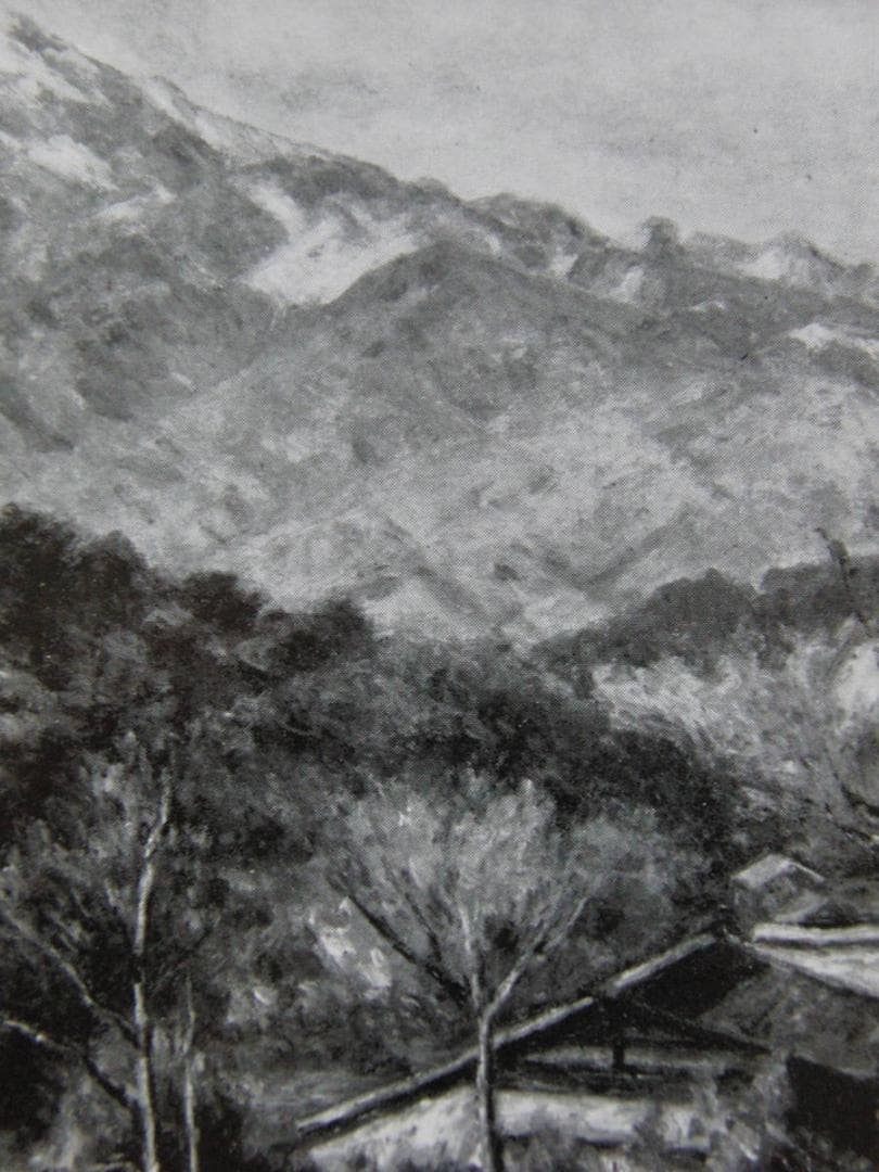 大久保作次郎、【甲斐の山里】、希少な額装用画集より、新品額装付、状態良好