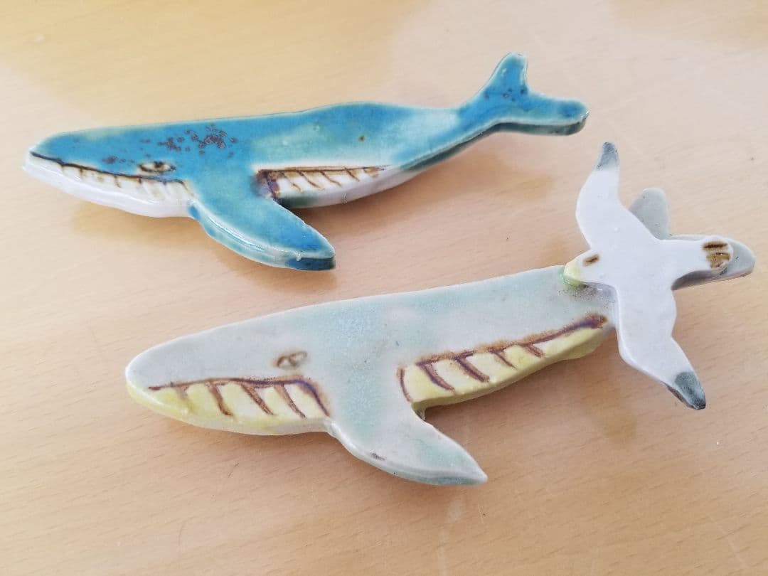 林大輔　九谷焼　現代作家　箸置き　オブジェ　鯨　カモメ