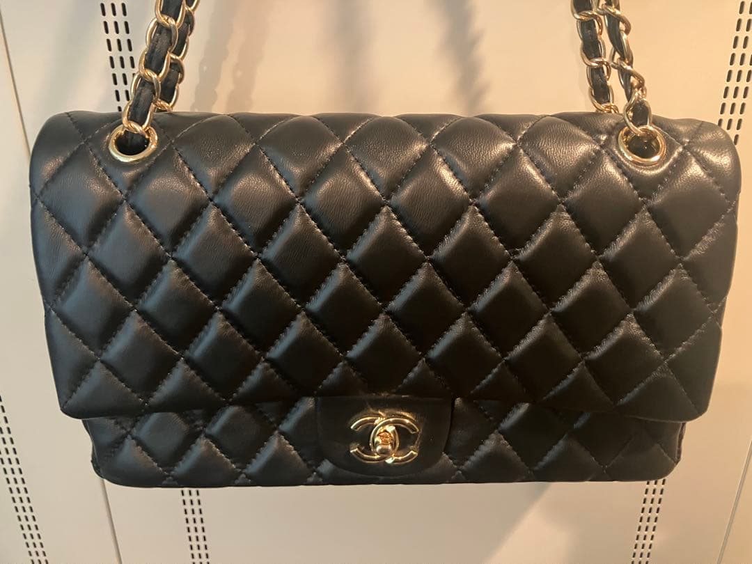 美品　CHANEL ノベルティ　ダブルチェーン　フラップバッグ　30 ゴールド