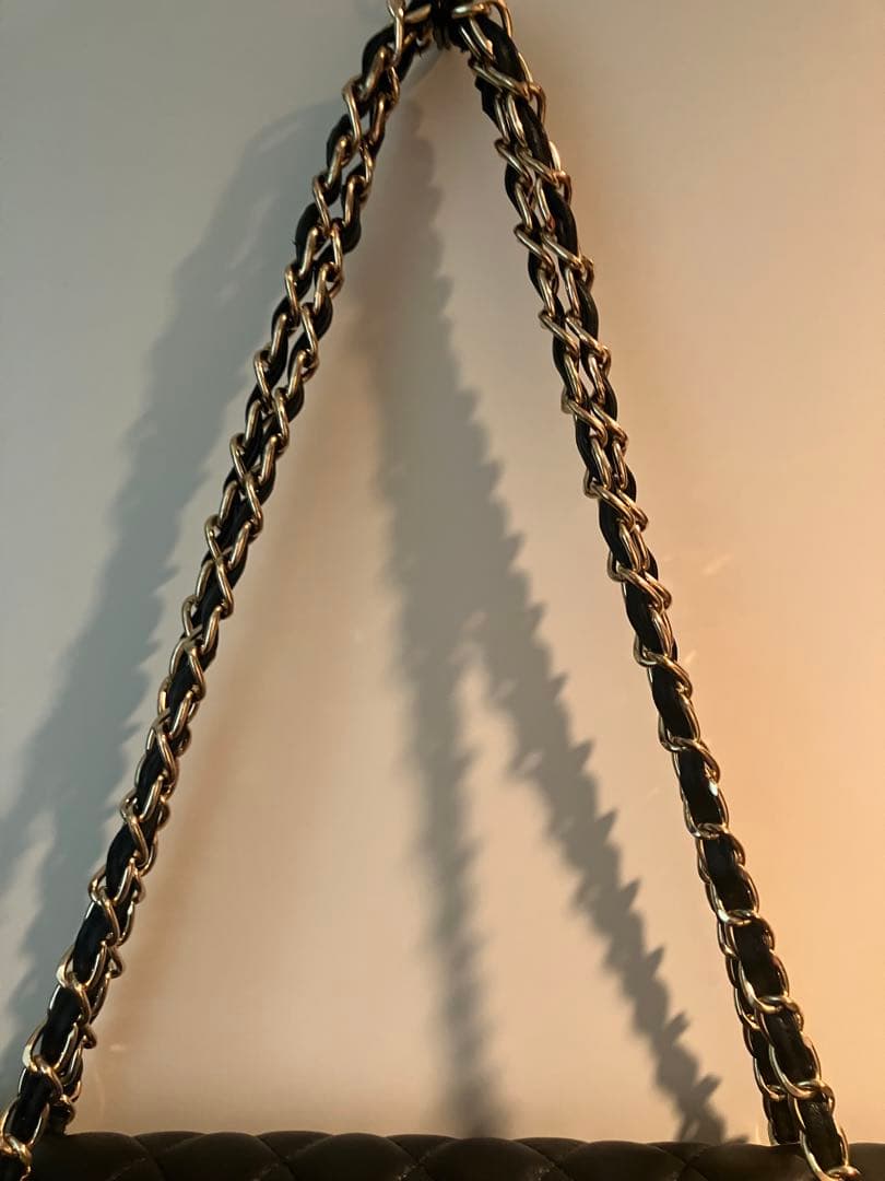 美品　CHANEL ノベルティ　ダブルチェーン　フラップバッグ　30 ゴールド