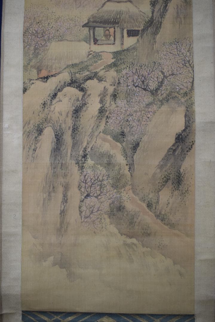 【真作】鈴木松年/百僊/春山幽居図/梅花山水人物図/掛軸☆宝船☆Z-116