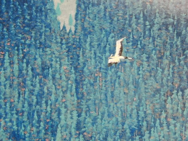 池田 遥邨、谿、大判、額装用・画版、日本製・新品額 額装付、状態良好