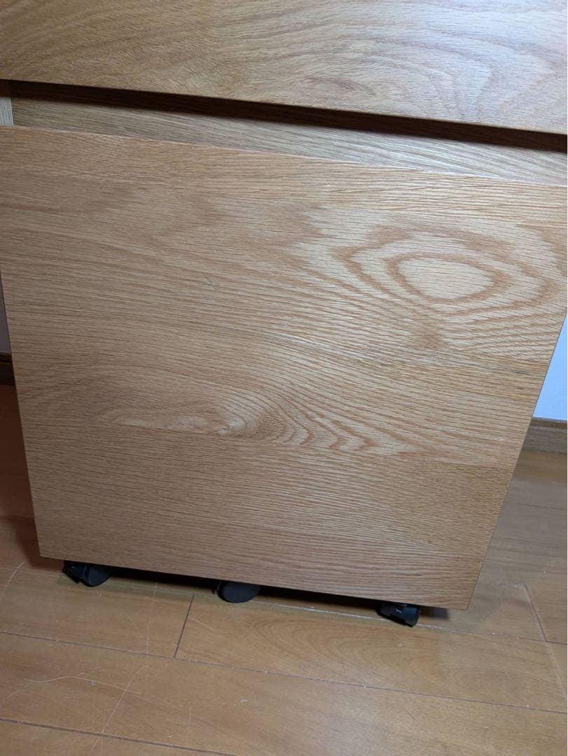 ■送料込■無印 MUJI 無垢材デスクキャビネットワイド オーク材脇机引出し収納