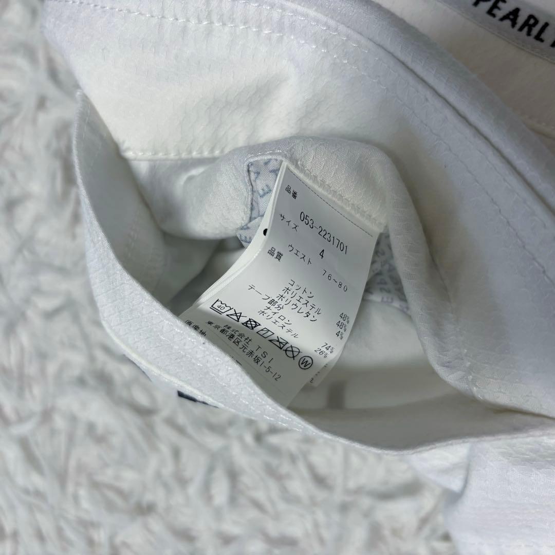 最新作 パーリーゲイツ パンツ ホワイト バックロゴ ストレート シンプル