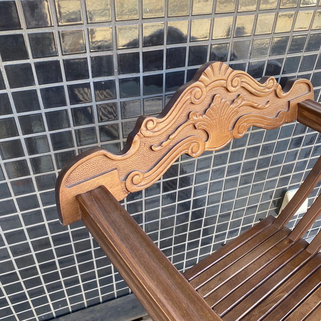 A.イタリア サボナローラチェア ヴィンテージ 折りたたみ 木彫り 家具