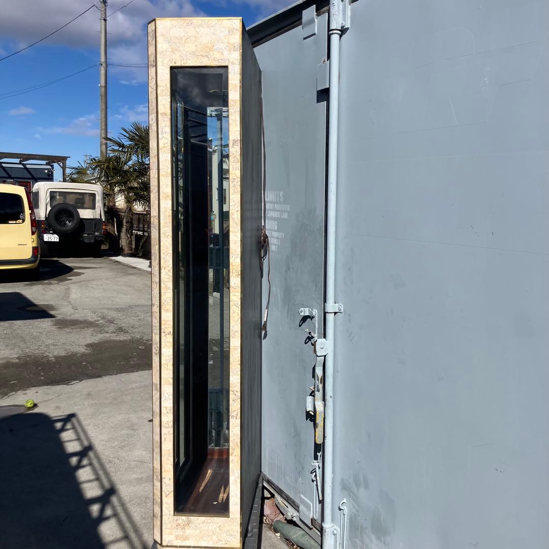 イタリア家具 大理石張り ガラスショーケース 飾り棚 アンティーク ビンテージ