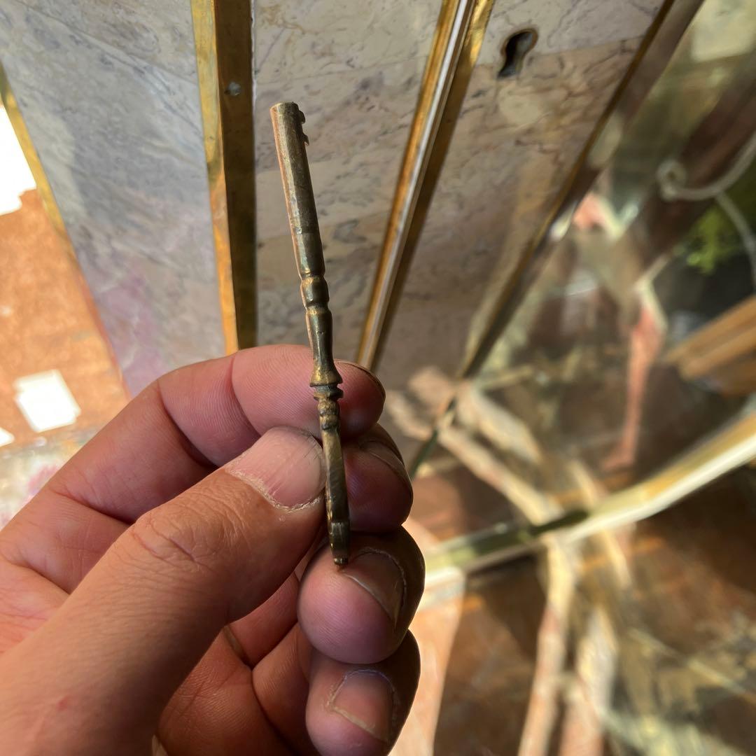 イタリア家具 大理石張り ガラスショーケース 飾り棚 アンティーク ビンテージ