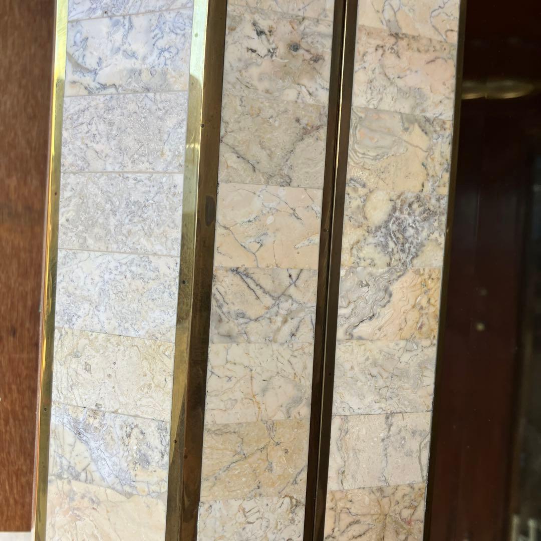 イタリア家具 大理石張り ガラスショーケース 飾り棚 アンティーク ビンテージ