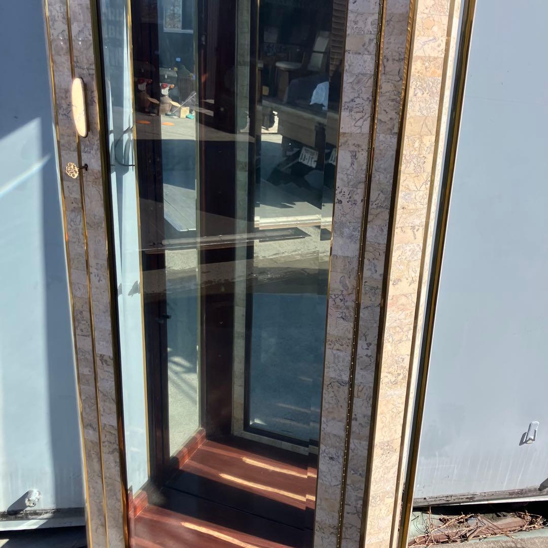 イタリア家具 大理石張り ガラスショーケース 飾り棚 アンティーク ビンテージ