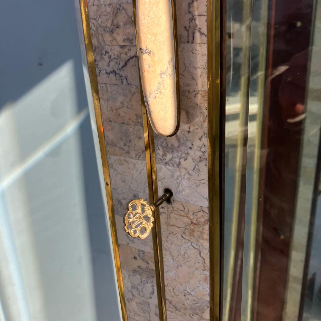 イタリア家具 大理石張り ガラスショーケース 飾り棚 アンティーク ビンテージ