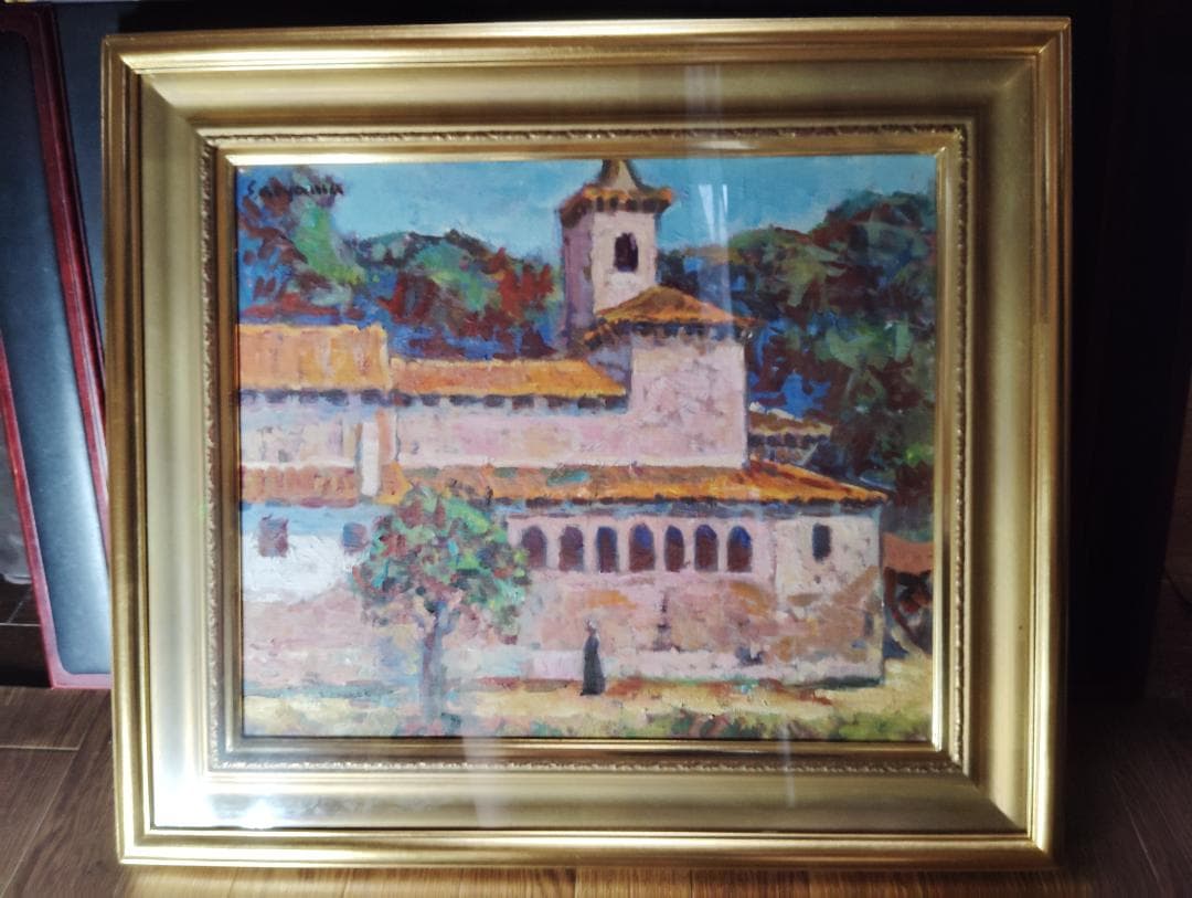 本日大特価‼️美品絵画油絵 人気画家青山誠一風景画北スペインロマネスクの僧院