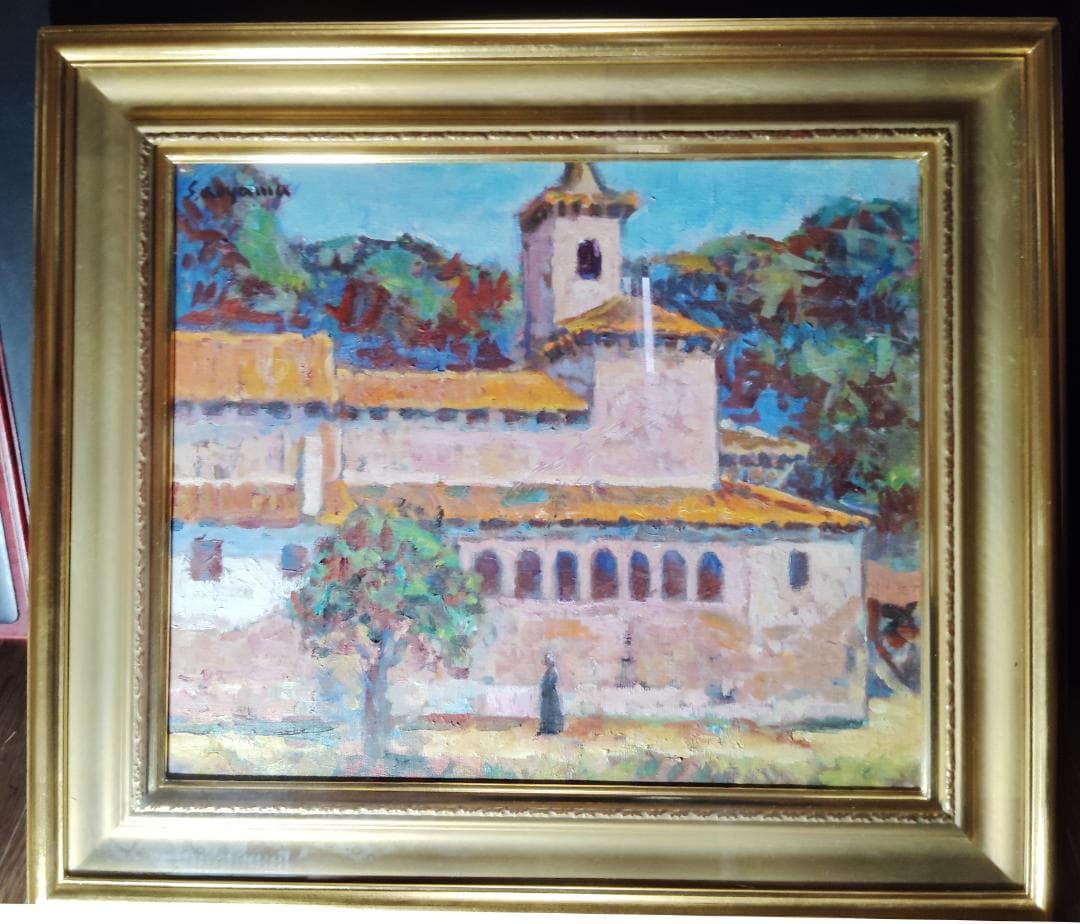 本日大特価‼️美品絵画油絵 人気画家青山誠一風景画北スペインロマネスクの僧院