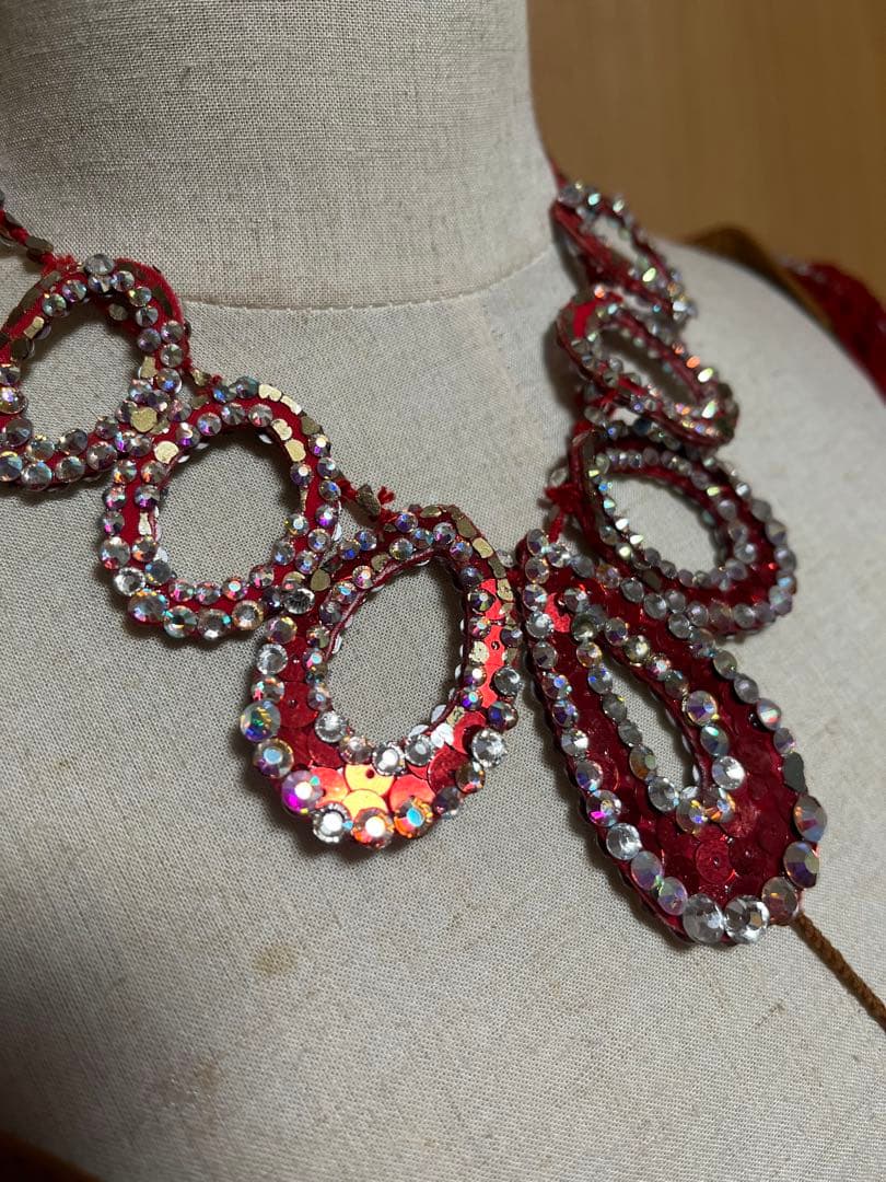 ❤️タカダンス ❤️レッドベルベットサテンラテンドレスM