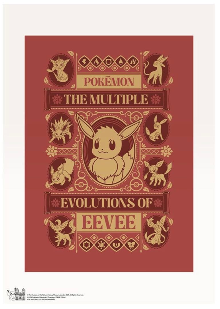 【希少新品】ポケモン30周年ロンドン自然史博物館コラボA3ポスターイーブイ