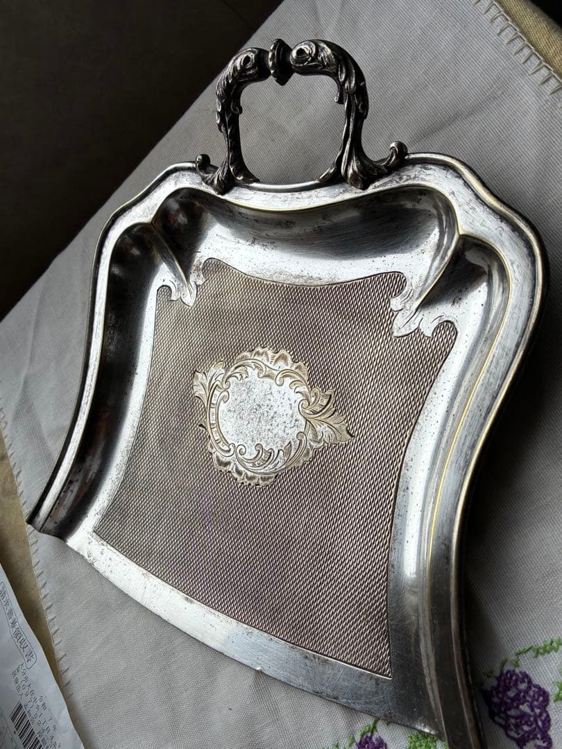 フランス　アンティーク 美しい　ダストパン シルバー　ちりとり　チリトリ　レア