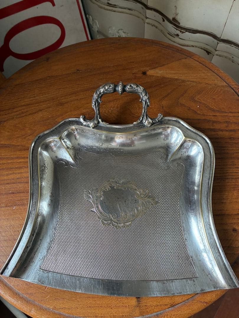 フランス　アンティーク 美しい　ダストパン シルバー　ちりとり　チリトリ　レア
